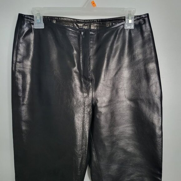 100% LEATHER Pants Womens Sz 6 Boot Cut, Zip front & Leg bottom Motorcycle - Picture 4 of 8